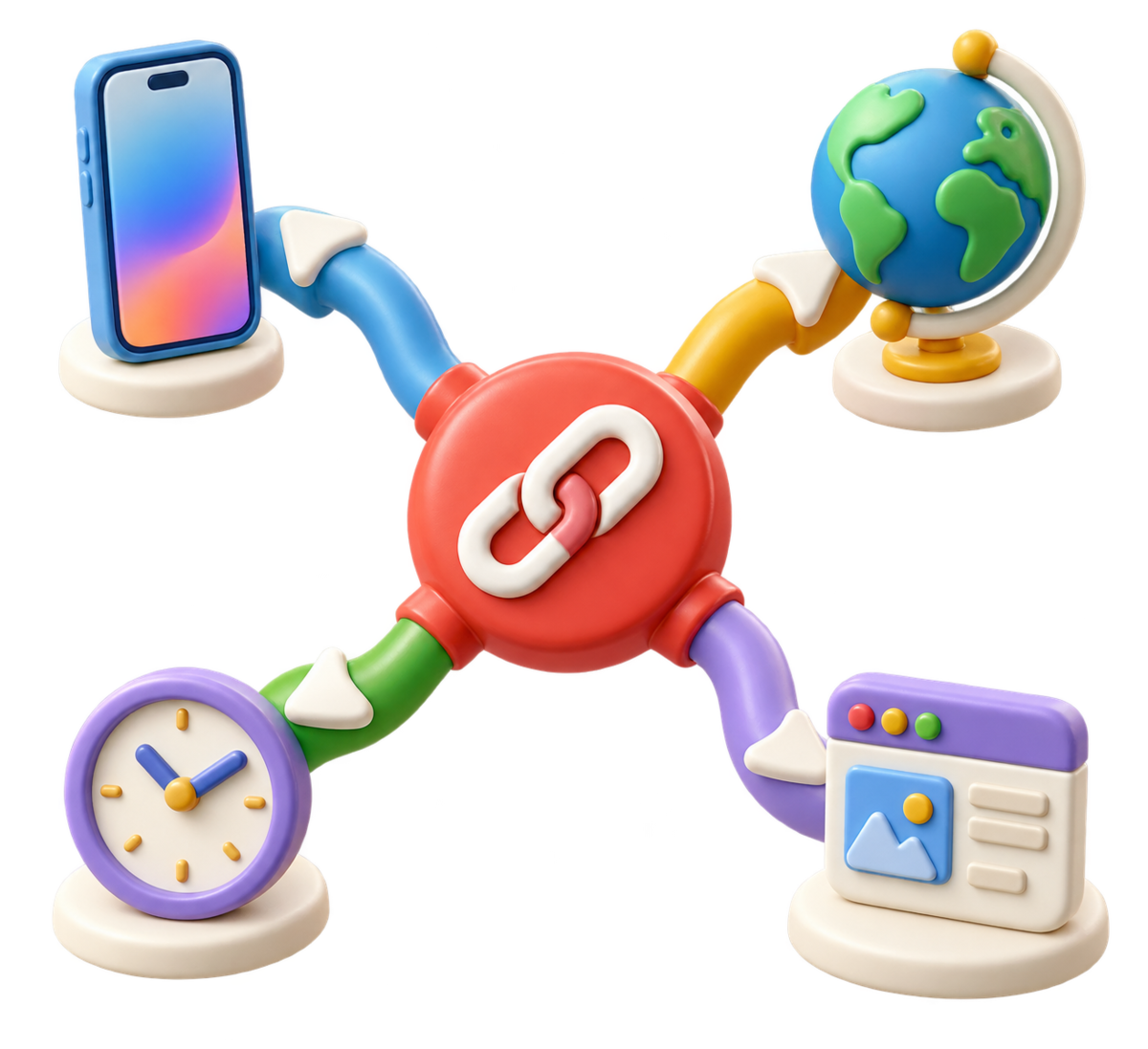 One s.id link routing visitors to four relevant destinations