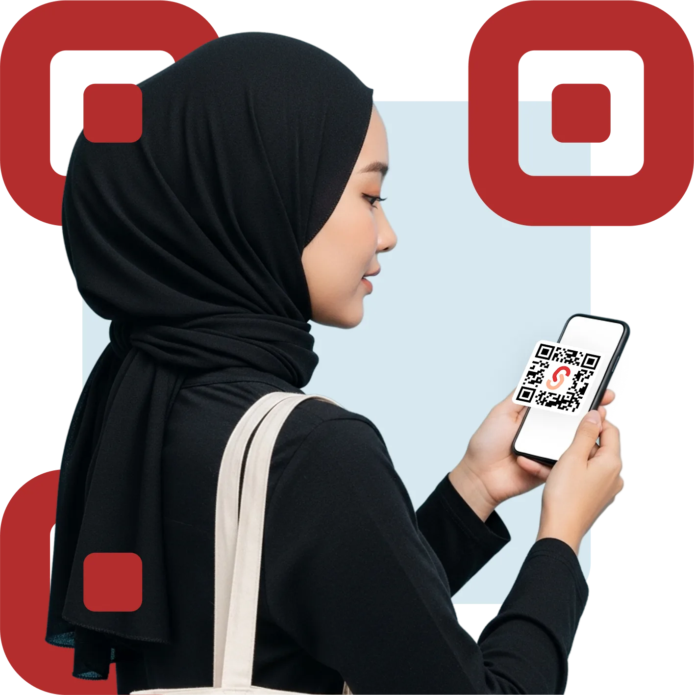 A person scanning an s.id QR code with a phone
