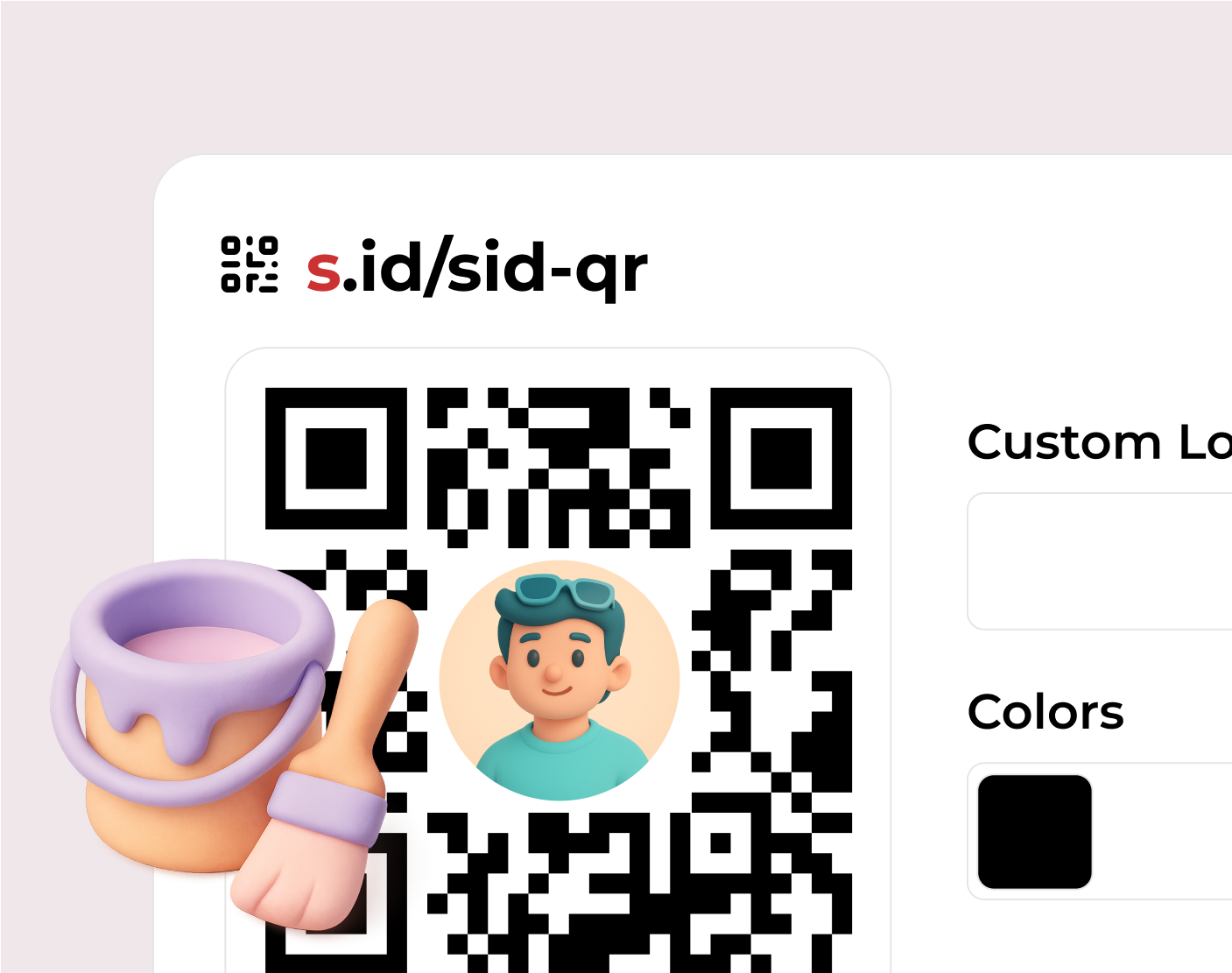 s.id QR code color and logo customization controls